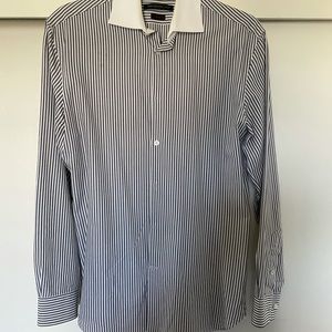 John Varvatos Contrast Collar Stripe Dress Shirt